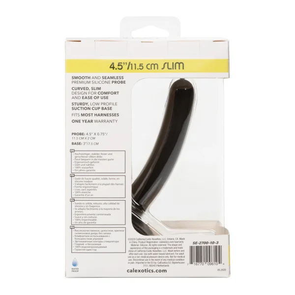 Boundless 4.5" Slim Silicone Suction Cup Dildo By CalExotics - Black