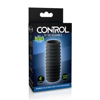 Control By Sir Richards Ribbed Silicone 4 Inch Enhancer Black O s