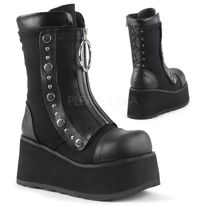 3 1 2 inches PF Hidden Lace Up Wedge Mid Calf Boot Inside Zip