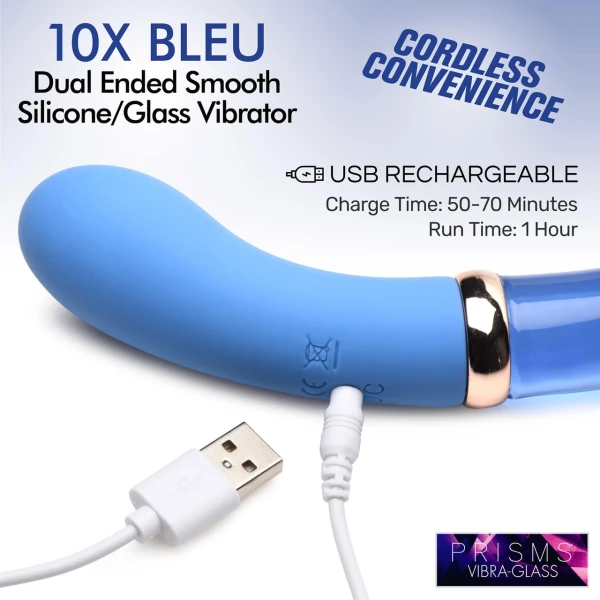 Prisms Bleu Dual Ended Silicone and Glass G-Vibe