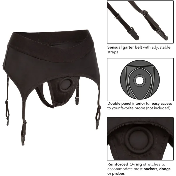 Boundless Thong With Garter Strap-On Harness By CalExotics