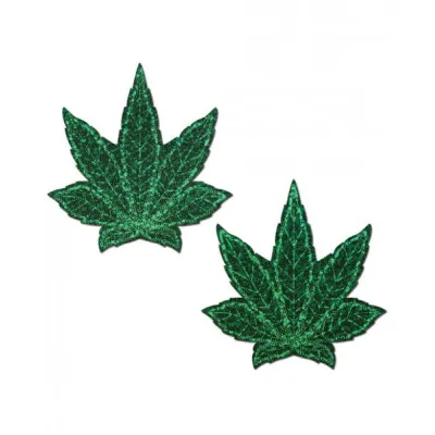 Pastease Glitter Marijuana Leaf Green Pasties O S