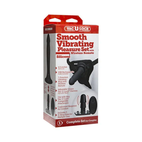 Vac-u-lock Smooth Pleasure Set Vibrating Black