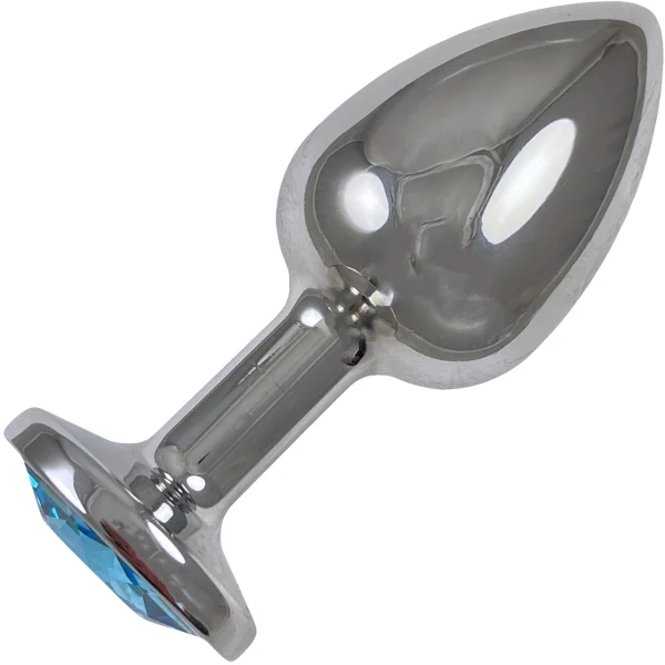 Pretty Plugs Aqua Crystal And Stainless Steel Butt Plug - Medium