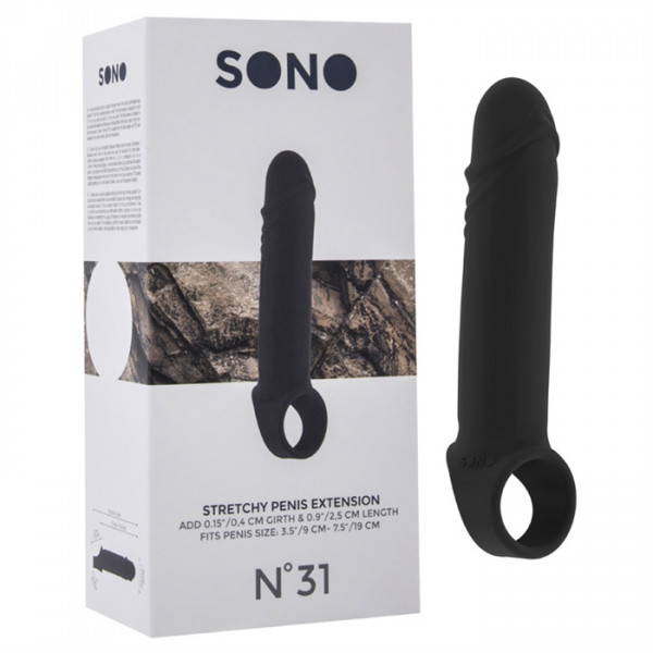 N031 STRETCHY PENIS EXTENSION BLACK SONO