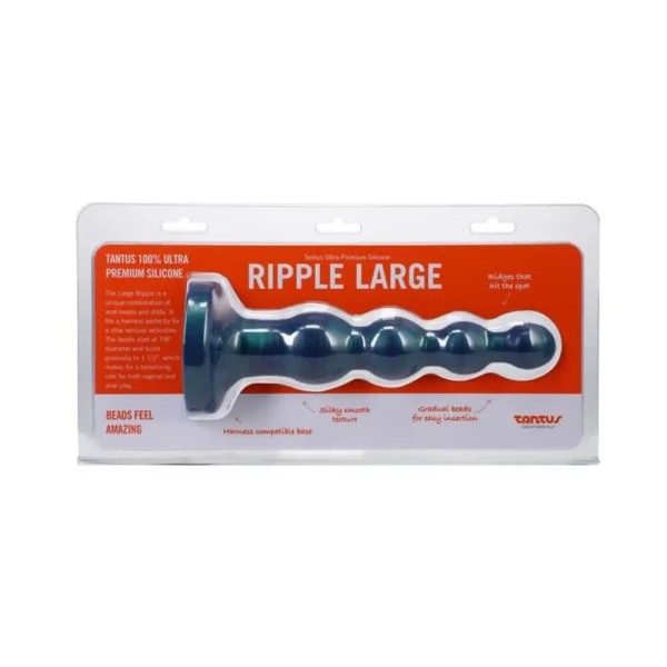 Anal Beads: Tantus Ripple Large 8 In. Anal Beads Dildo Medium-firm Malachite