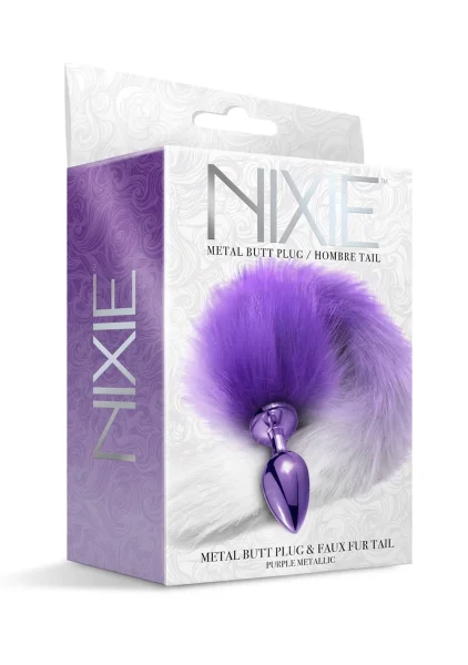 Nixie Metal Butt Plug With Ombre Tail Purple