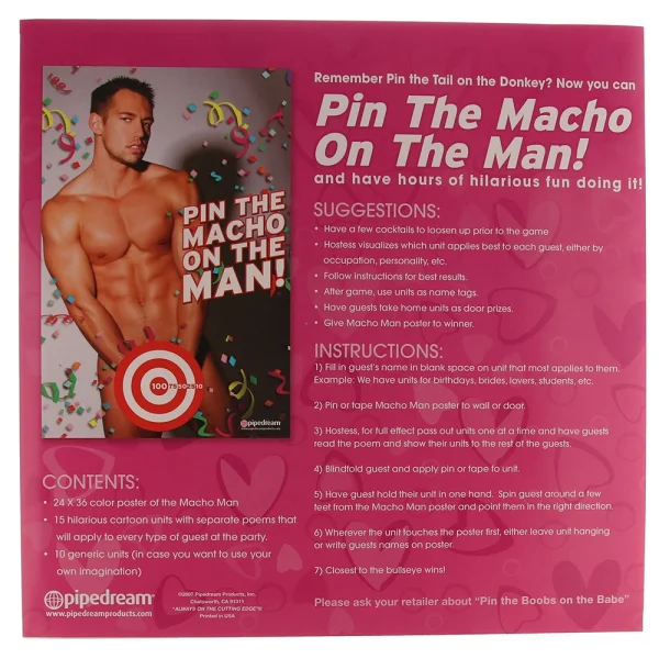 Bachelorette Party Favors Pin The Macho On The Man