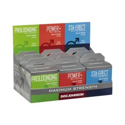 Delay Wipes For Men 9 Pack Display Assorted