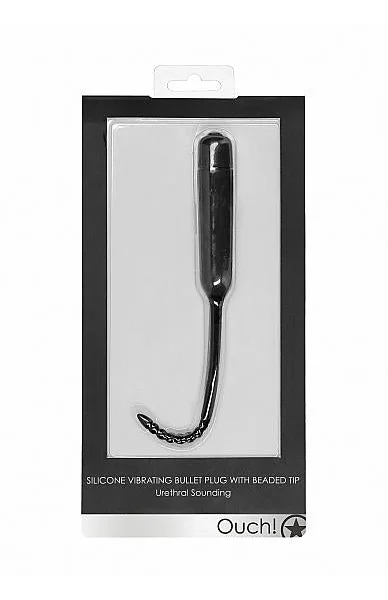 Silicone Vibrating Bullet Plug With Beaded Tip - Urethral Soundi — image 2 of 8