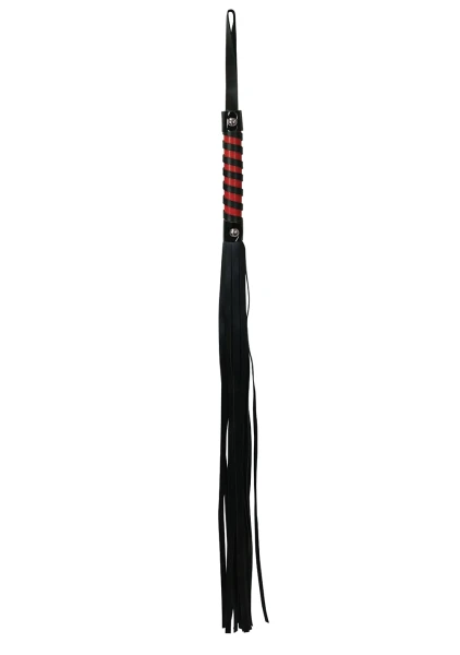 Sex & Mischief Faux Leather Red & Black Strips Flogger