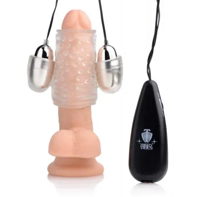Dual Vibrating Penis Sheath Clear Stroker