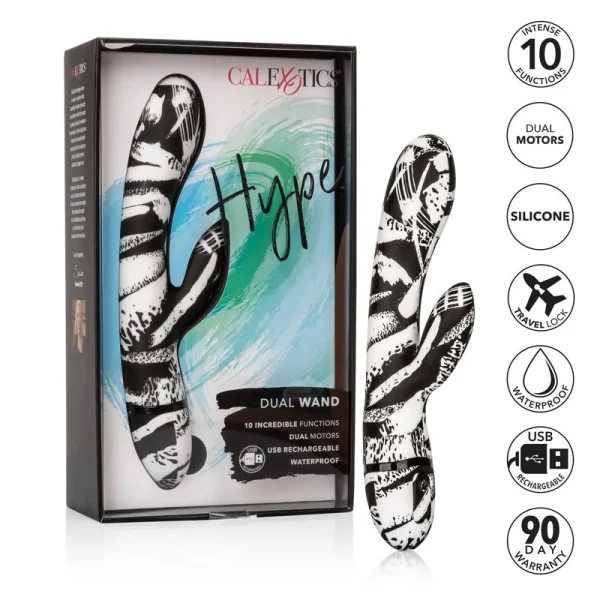 Hype Dual Wand Rechargeable Silicone Dual Stimulation Vibrator By CalExotics