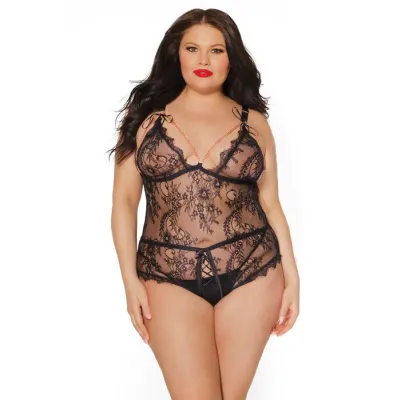 Chained To You Lace Crotchless Bondage Teddy