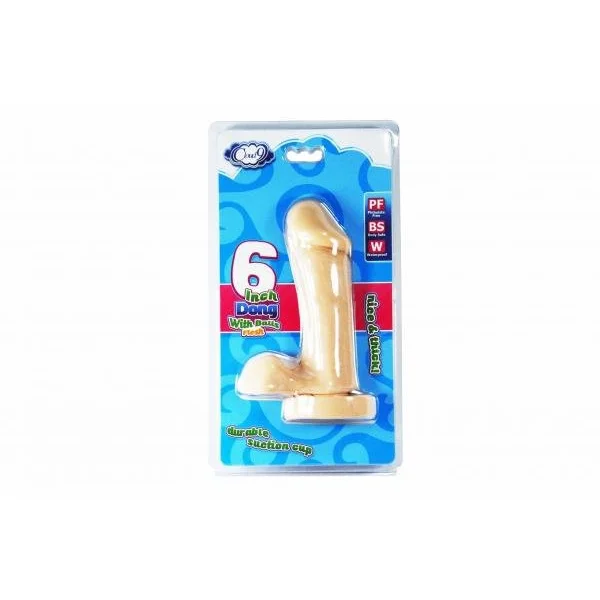 Delightful Dong with Balls 6 inches Beige