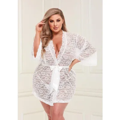 Allover Lace Satin Robe