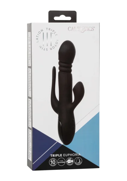 III Triple Euphoria Silicone Triple Stimulation Thrusting Vibrator With Clitoral Suction By CalExotics