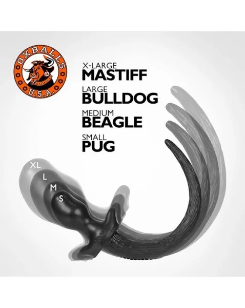 Puppy Tail Buttplug - Bulldog - 4.5 Inch - Black - Large