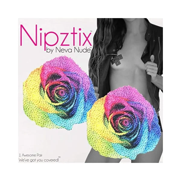Neva Nude Pasties Rainbow Pride Rose Glitter Velvet