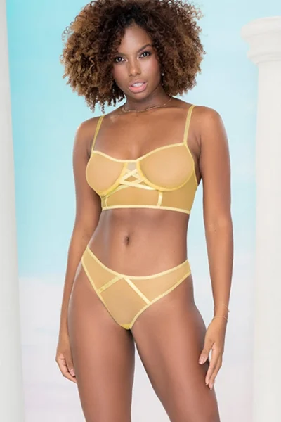 Artemis - Yellow Mesh Bra with Thong By Mapale by Espiral