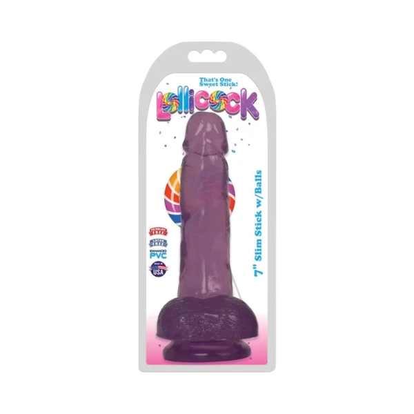 Lollicock 7 inches Slim Stick Dildo with Balls
