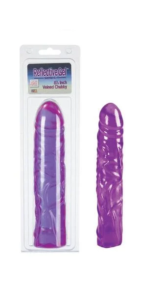 Reflective Gel Veined Chubby 8.5 Inch Purple Dildo