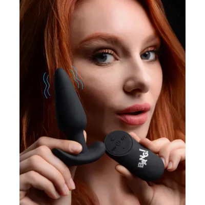Remote Control 21x Vibrating Silicone Butt Plug Black