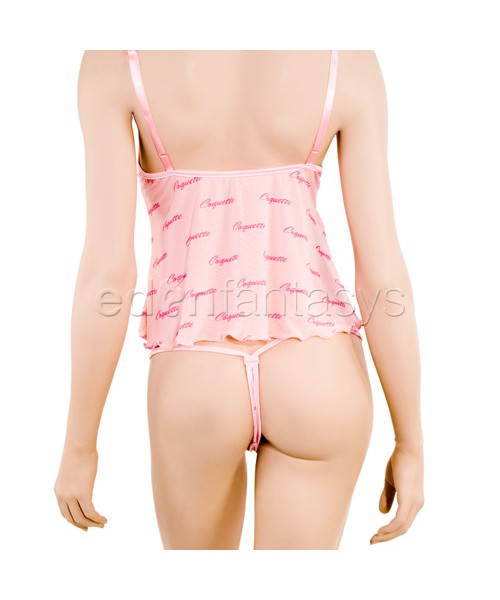 Coquette print babydoll and g-string