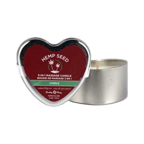 Sensual Massage: Earthly Body Hemp Seed Valentine 3-in-1 Massage Heart Candle Cuddle 4.7 Oz / 133 G