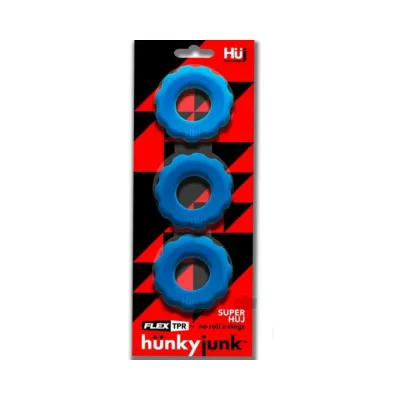 Hunkyjunk Superhuj 3 pack Cockrings Teal Ice