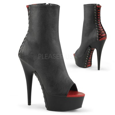 6 inches Heel 1 3 4 inches PF Peep Toe Corset Style Ankle Boot Side Zi