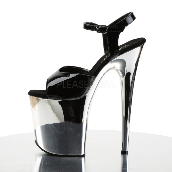 8 inches Heel, 4 inches PF Ankle Strap Sandal w/Chrome Plated Bottom — image 15 of 16