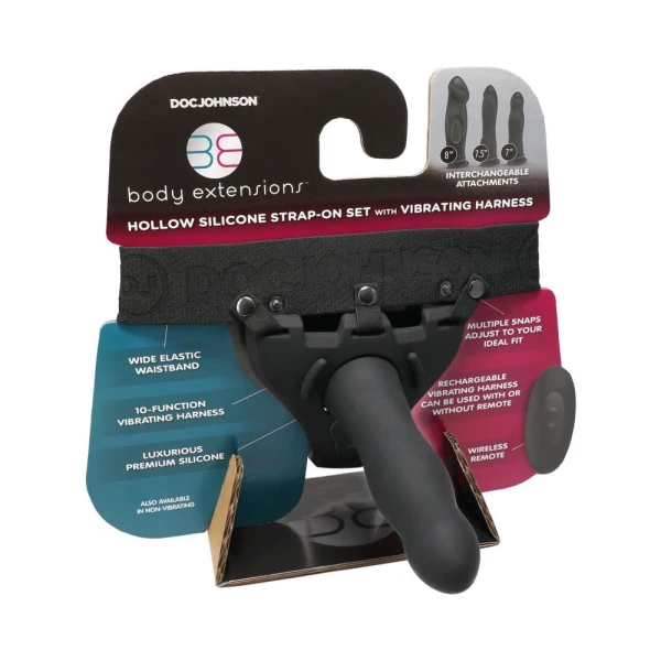 Body Extensions Be Risque Vibrating Hollow Strap On Set O/S