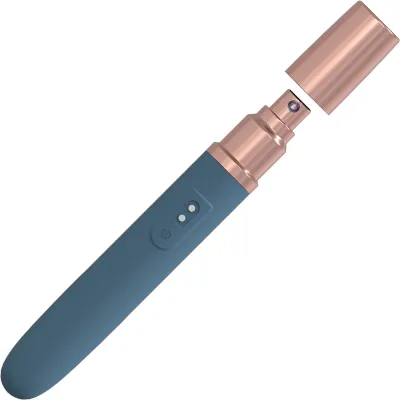 Loveline The Traveler Rechargeable Waterproof Silicone Vibrator Lube Dispenser Blue