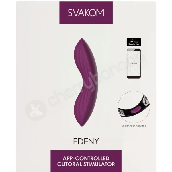Svakom Edeny Vibrating Panties Purple Curved Vibrator With Black Tie-side Underwear
