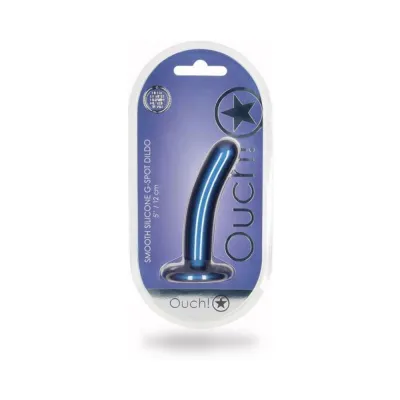 Realistic Dildos Shots Ouch Smooth Silicone 5 In G spot Dildo Metallic Blue