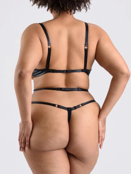 Lovehoney Plus Size Fierce Wet Look Open Cup Teddy