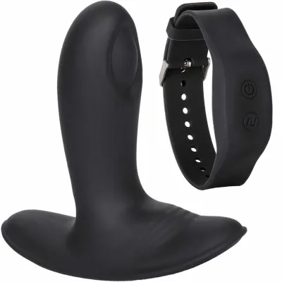Eclipse Wristband Remote Pulsing Probe Silicone Vibrating Anal Probe by CalExotics Black