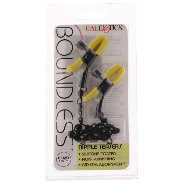 Boundless Nipple Teasers Adjustable Nipple Clamps By CalExotics - Black & Yellow