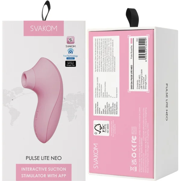 SVAKOM Pulse Lite Neo Rechargeable App Enabled Silicone Pressure Wave Clitoral Stimulator - Rosette