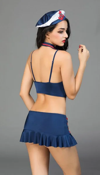 Sexy Sailor Lace Up Costume with Neck Tie