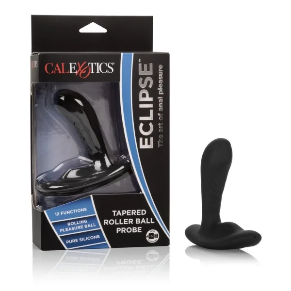 Eclipse Tapered Roller Ball Probe Silicone Vibrating Anal Probe by CalExotics - Black