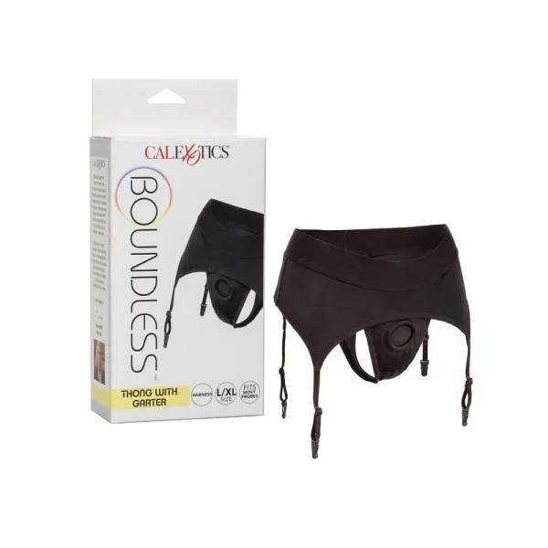 Boundless Thong With Garter Strap-On Harness By CalExotics - Large / X-Large
