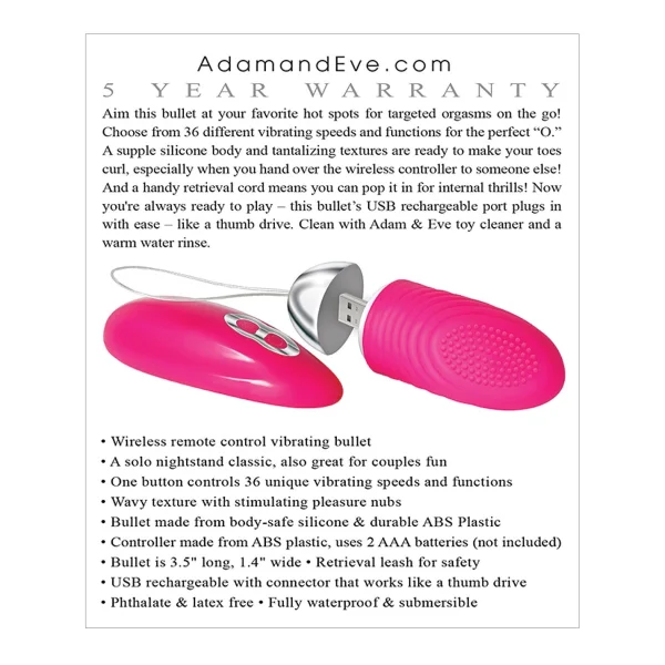 Adam & Eve Turn Me On Love Bullet - Pink