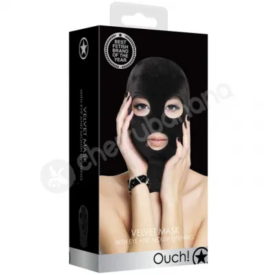 Ouch Black Velvet Mask With Eye And Mouth Opening