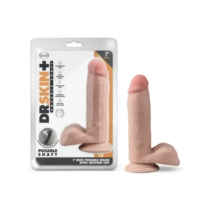 Blush Dr Skin Plus 7 Inch Posable Dildo With Balls