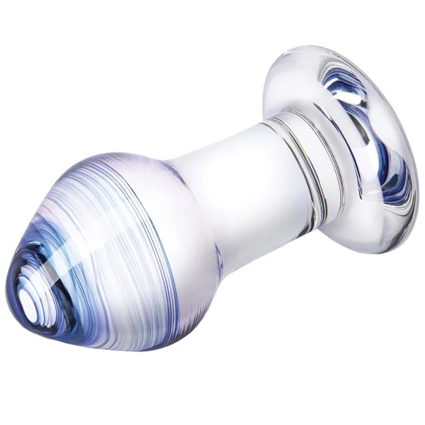 Gläs Amethyst Rain Glass Butt Plug 3 Piece Anal Training Set - Clear & Blue