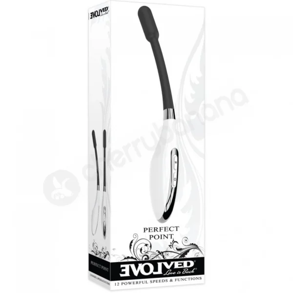 Evolved Perfect Point Black Silicone Slim Wand Vibrator