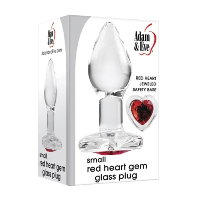 Adam Eve Small Red Heart Gem Glass Plug