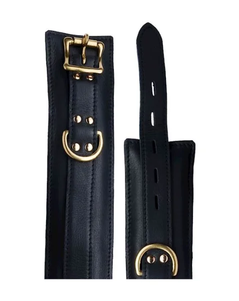 Bound X Padded Calfskin Cuffs And Collar Set